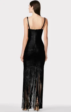 BANDED FOIL FRINGE GOWN-Hervé Léger Cheap