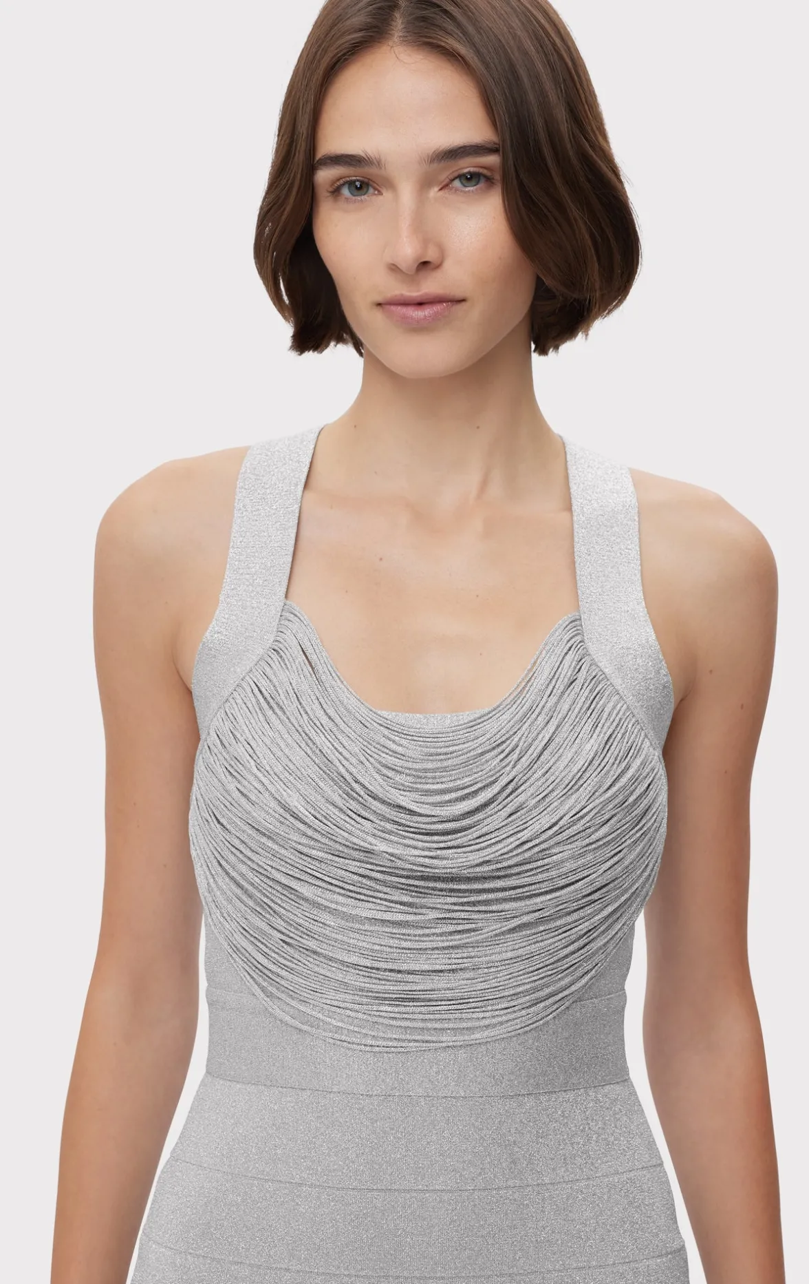 DISCO KNIT FRINGE MIDI DRESS-Hervé Léger Sale