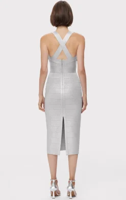 DISCO KNIT FRINGE MIDI DRESS-Hervé Léger Sale