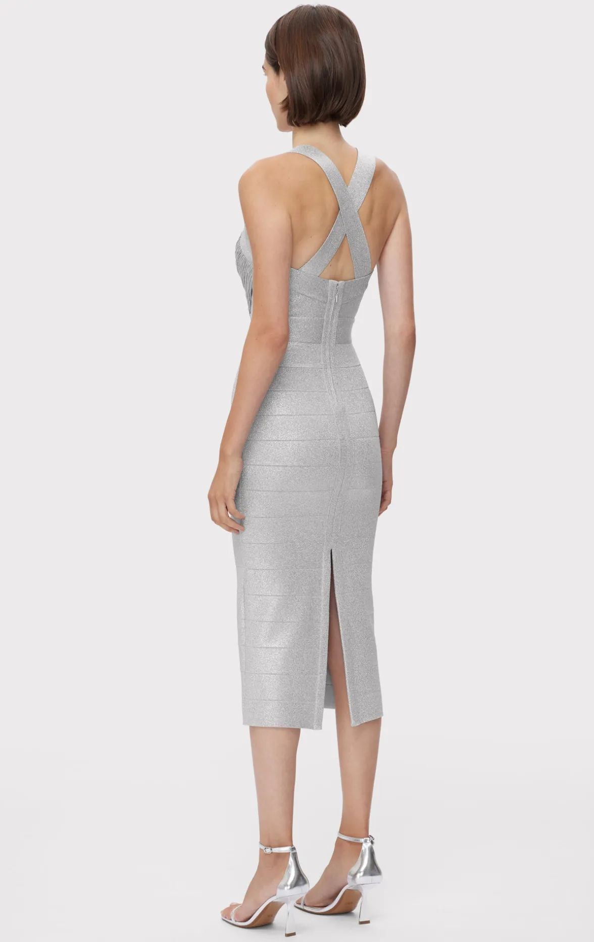 DISCO KNIT FRINGE MIDI DRESS-Hervé Léger Sale