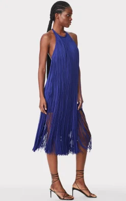FRINGED HALTER MIDI DRESS-Hervé Léger Discount