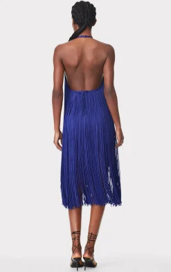 FRINGED HALTER MIDI DRESS-Hervé Léger Discount