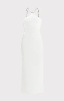 HALTER OTTOMAN GOWN W/ CRYSTAL TRIM-Hervé Léger Best Sale