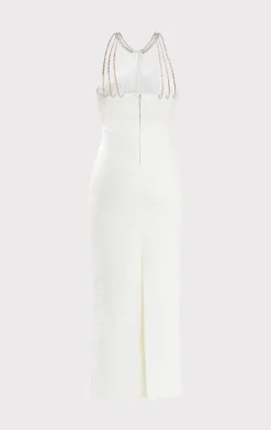HALTER OTTOMAN GOWN W/ CRYSTAL TRIM-Hervé Léger Best Sale