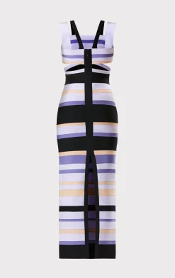 HERVÉ LÉGER X LAW ROACH STRIPED BANDAGE CUTOUT GOWN-Hervé Léger Cheap