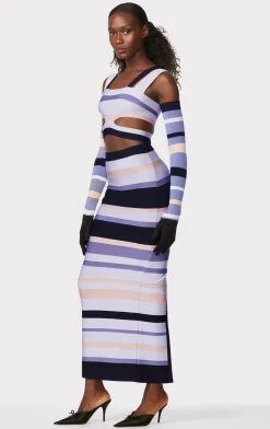 HERVÉ LÉGER X LAW ROACH STRIPED BANDAGE CUTOUT GOWN-Hervé Léger Cheap