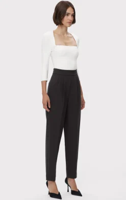 HIGH WAIST PLEATED TAPERED PANTS-Hervé Léger Fashion