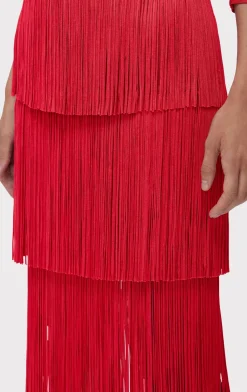 ICON LAYERED FRINGE MIDI SKIRT-Hervé Léger Fashion