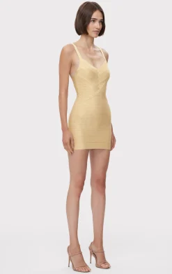 ICON METALLIC BANDAGE BUSTIER MINI DRESS-Hervé Léger New