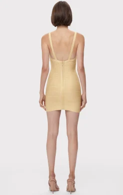 ICON METALLIC BANDAGE BUSTIER MINI DRESS-Hervé Léger New