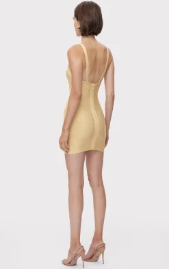 ICON METALLIC BANDAGE BUSTIER MINI DRESS-Hervé Léger New
