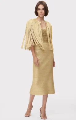 ICON METALLIC FRINGE CAPE-Hervé Léger Best