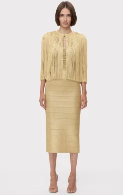 ICON METALLIC FRINGE CAPE-Hervé Léger Best