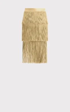 ICON METALLIC LAYERED FRINGE MIDI SKIRT-Hervé Léger Discount