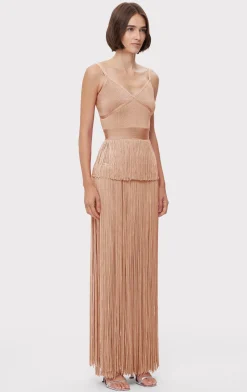ICON METALLIC OTTOMAN FRINGE GOWN-Hervé Léger Outlet