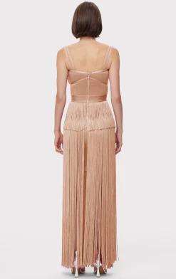 ICON METALLIC OTTOMAN FRINGE GOWN-Hervé Léger Outlet