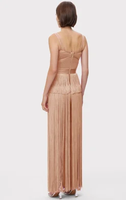 ICON METALLIC OTTOMAN FRINGE GOWN-Hervé Léger Outlet