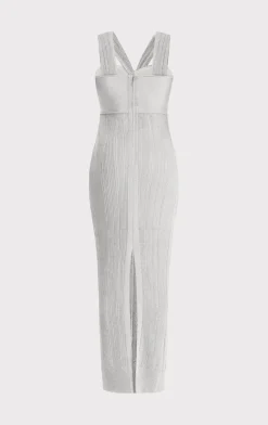 METALLIC TEXTURED RIB GOWN-Hervé Léger Shop