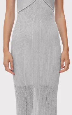 METALLIC TEXTURED RIB GOWN-Hervé Léger Shop