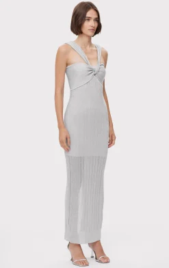 METALLIC TEXTURED RIB GOWN-Hervé Léger Shop