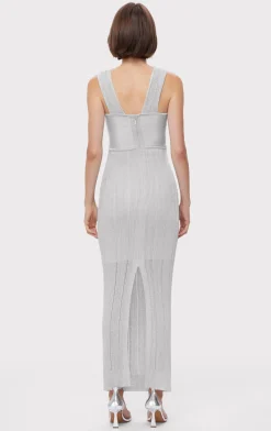 METALLIC TEXTURED RIB GOWN-Hervé Léger Shop