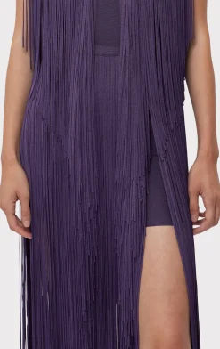 PLUNGING FRINGE GOWN-Hervé Léger Hot
