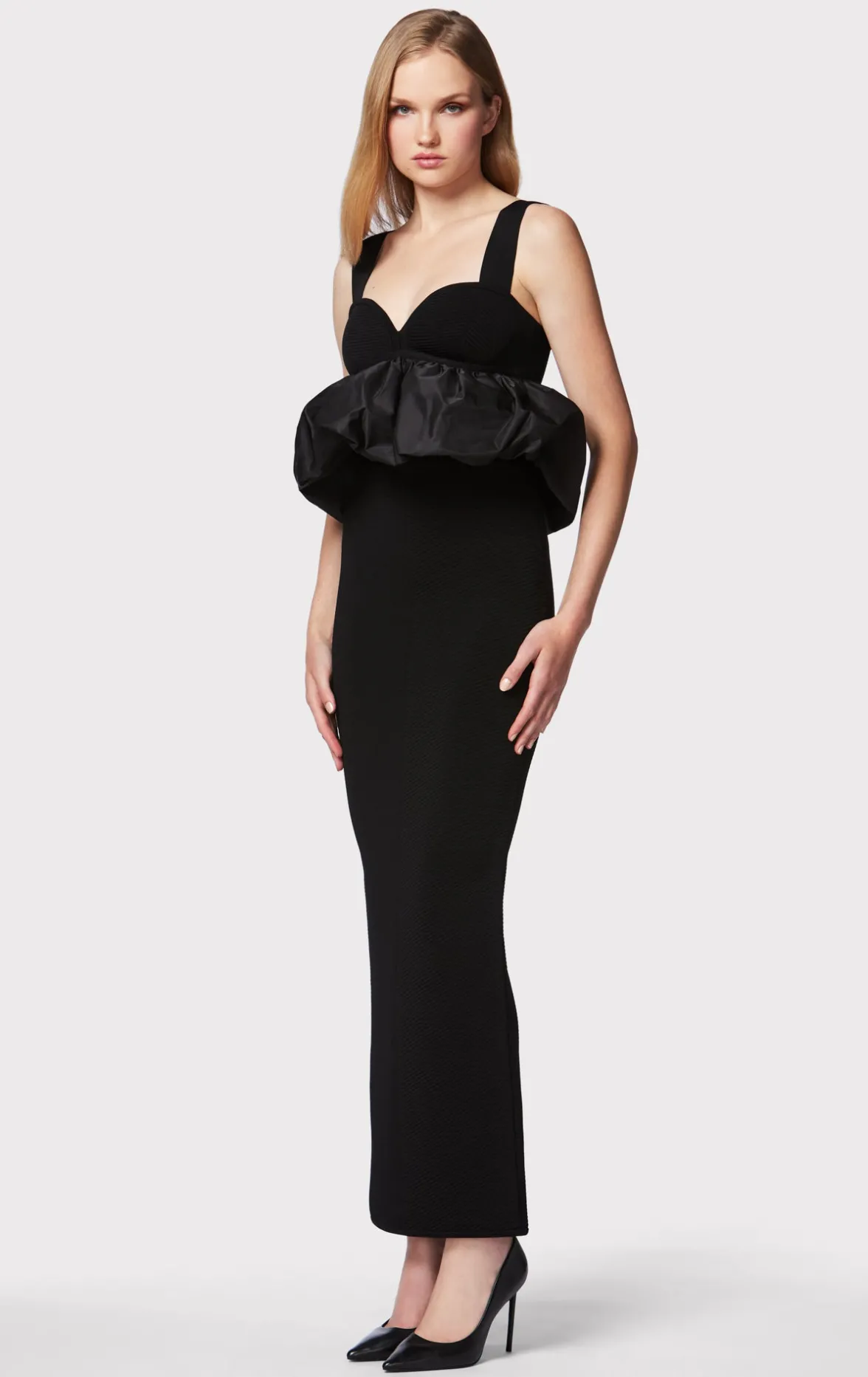 RUCHED NYLON PEPLUM GOWN-Hervé Léger Fashion
