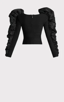 RUCHED NYLON RUFFLE TOP-Hervé Léger Discount