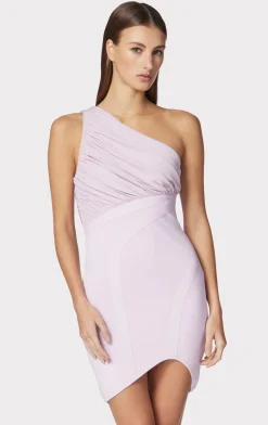 RUCHED WOVEN MIX ONE SHOULDER MINI DRESS-Hervé Léger Clearance