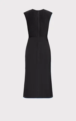 SHEER FLUTED STRIPE FLARE MIDI DRESS-Hervé Léger New