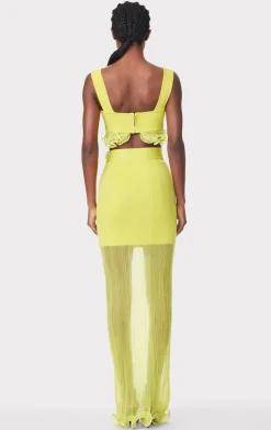 SHEER LAYERED MAXI SKIRT WITH RUFFLE-Hervé Léger Hot