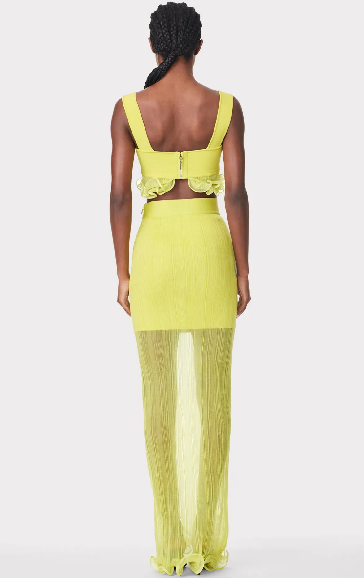 SHEER LAYERED MAXI SKIRT WITH RUFFLE-Hervé Léger Hot