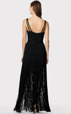 STRAPPY OTTOMAN FRINGE GOWN-Hervé Léger New
