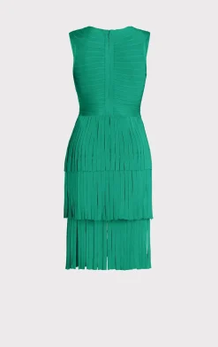 V NECK FRINGED MIDI DRESS-Hervé Léger Best
